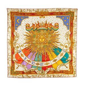 HERMES White Silk Scarf